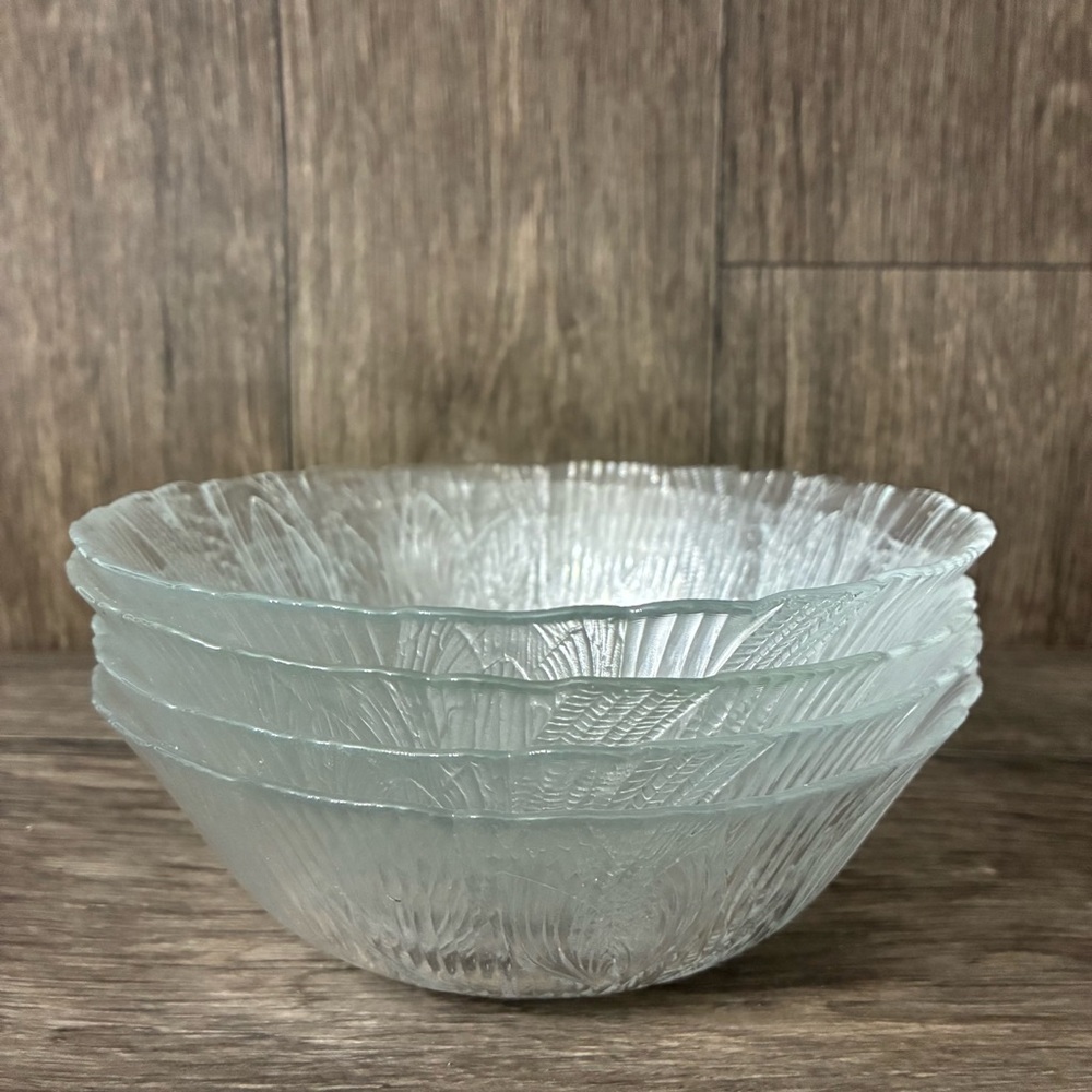 Set of 4 Arcoroc France Canterbury Crocus Glass Bowls | Vintage Floral